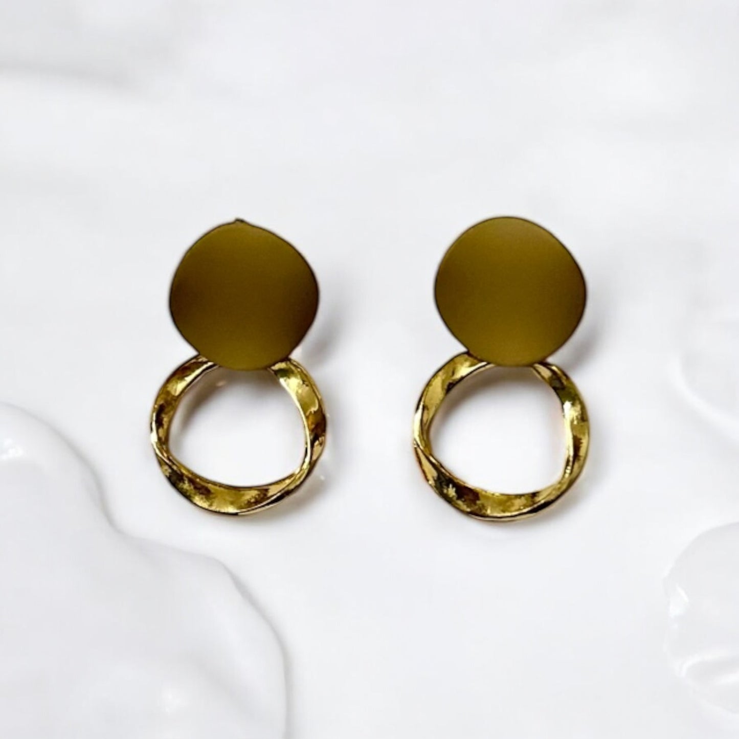 Golden Disc and Hoop Earrings