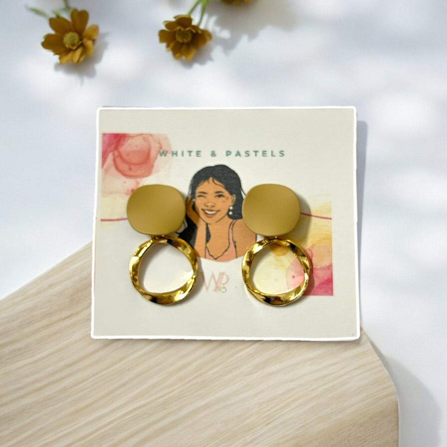 Golden Disc and Hoop Earrings
