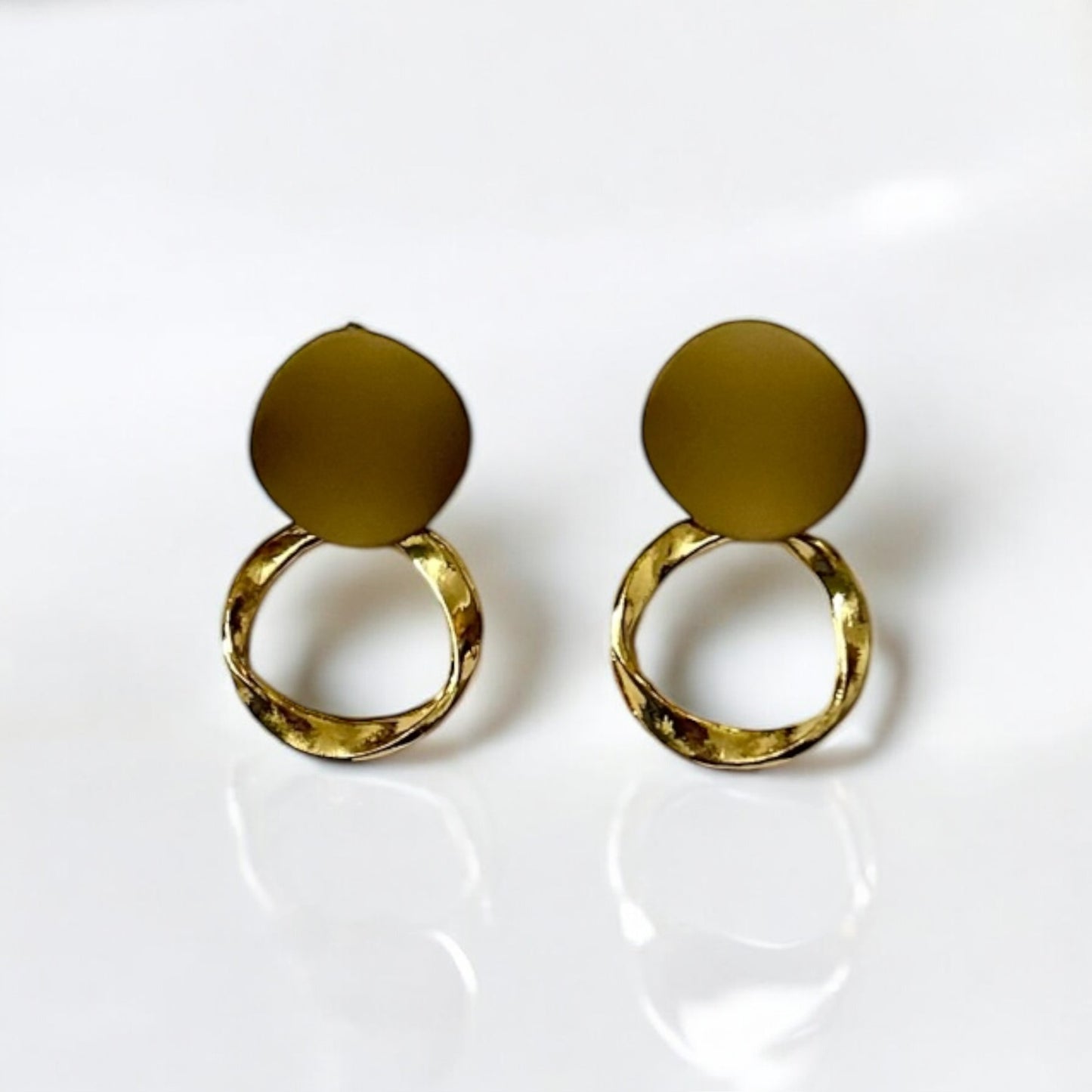 Golden Disc and Hoop Earrings