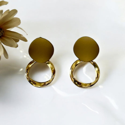 Golden Disc and Hoop Earrings