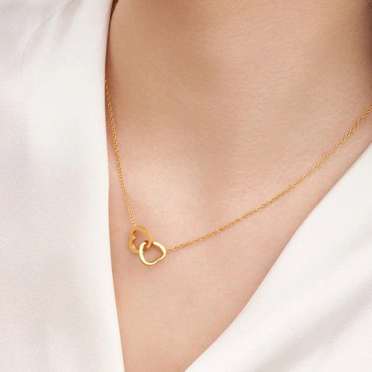 Interlocked Heart Gold Necklace - Anti Tarnish