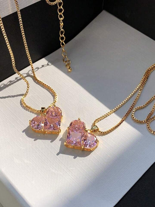 Hearts in Bloom Necklace – Pink Crystal Edition
