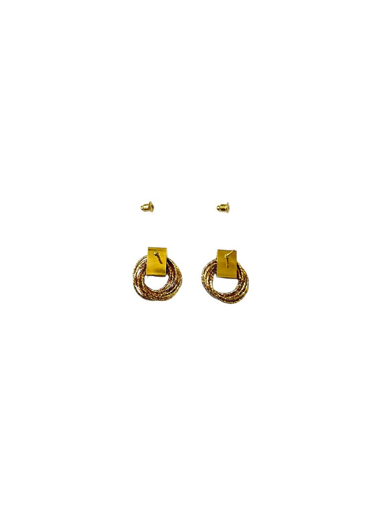 Gold-Toned Layed Circular Drop Earrings