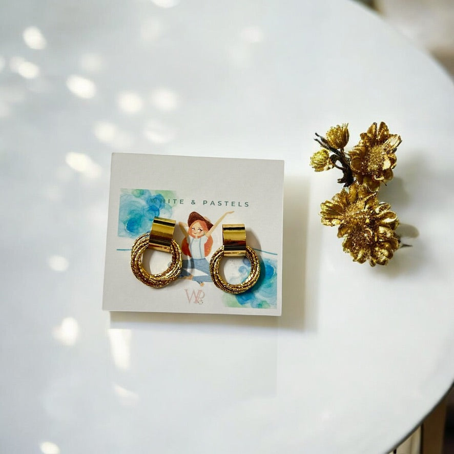 Gold-Toned Layed Circular Drop Earrings