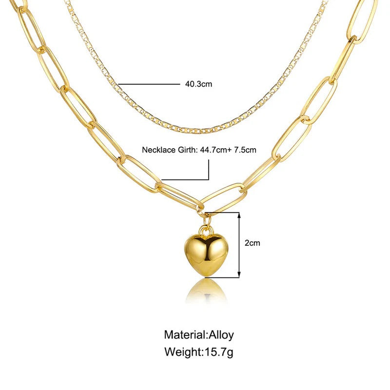Double Layered Heart Pendant Necklace