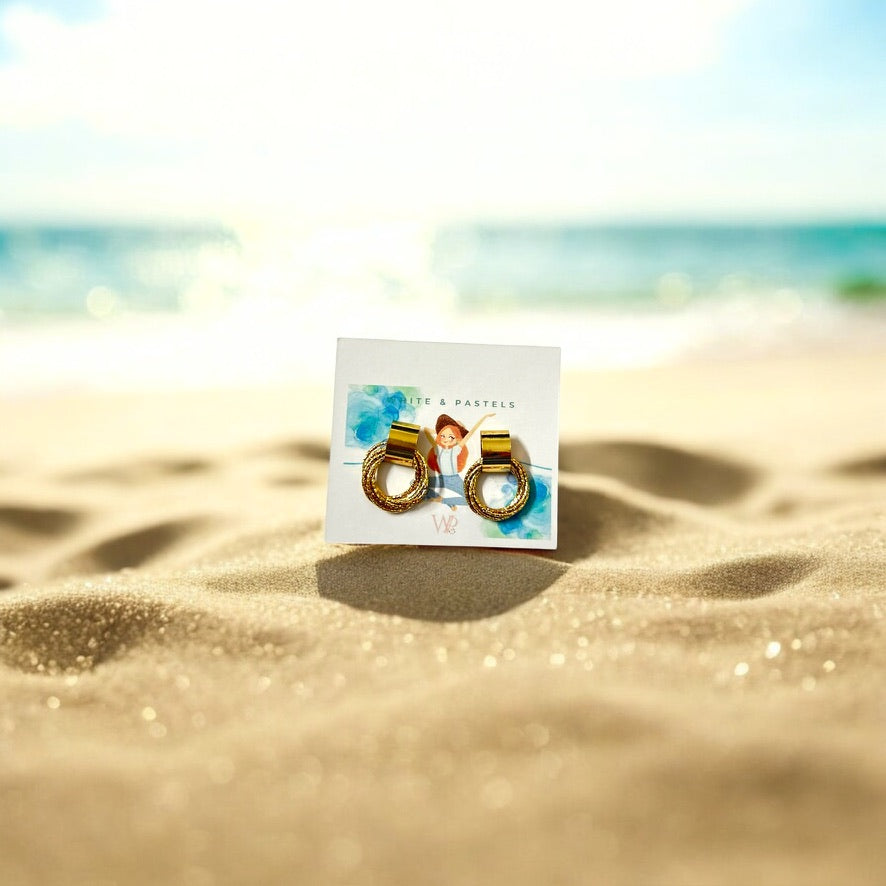 Gold-Toned Layed Circular Drop Earrings