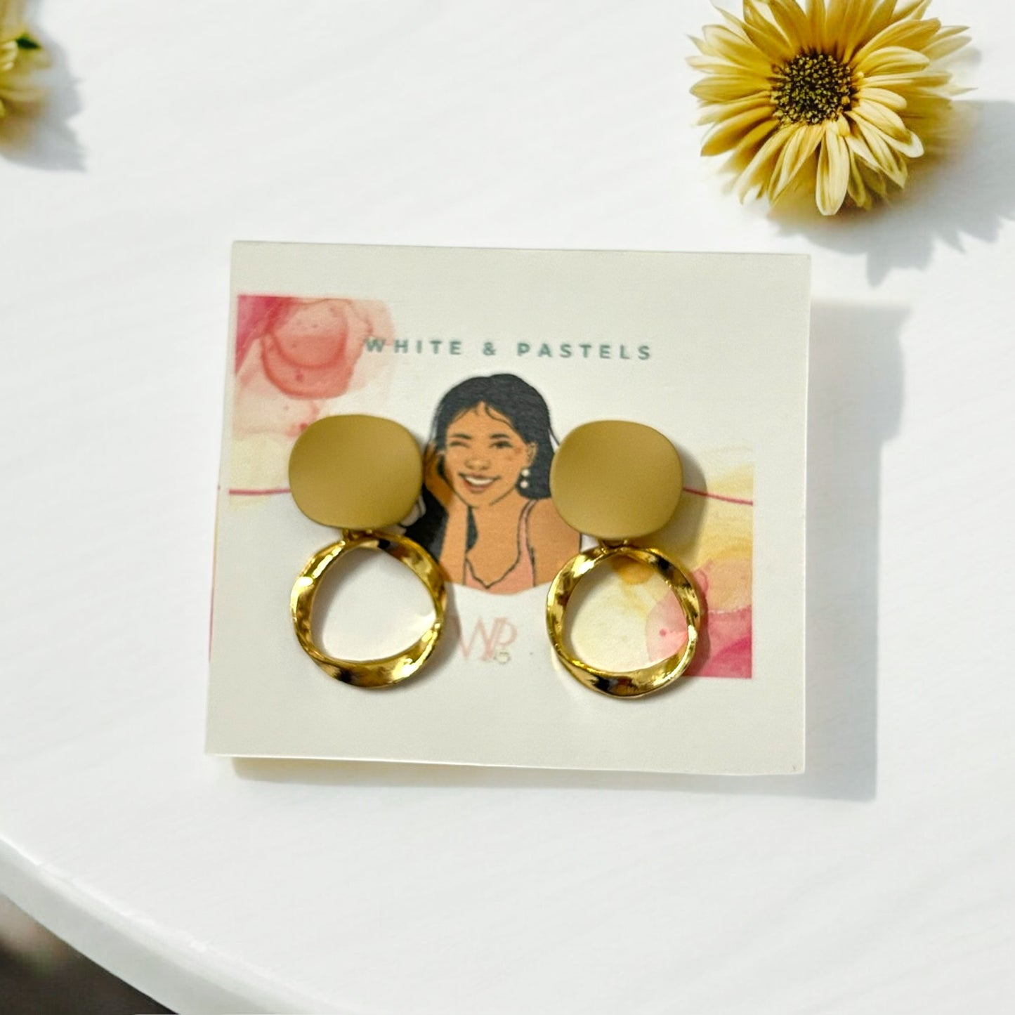 Golden Disc and Hoop Earrings