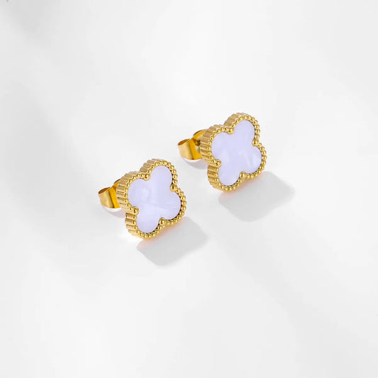 White & Pastels Pristine Clover Anti-Tarnish Studs