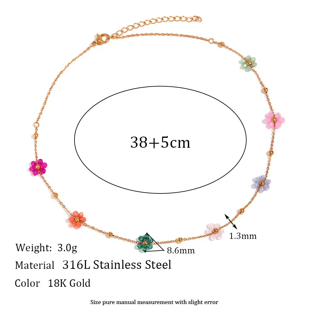 Boho Bloom Daisy Flowers Necklace – Anti Tarnish Charm