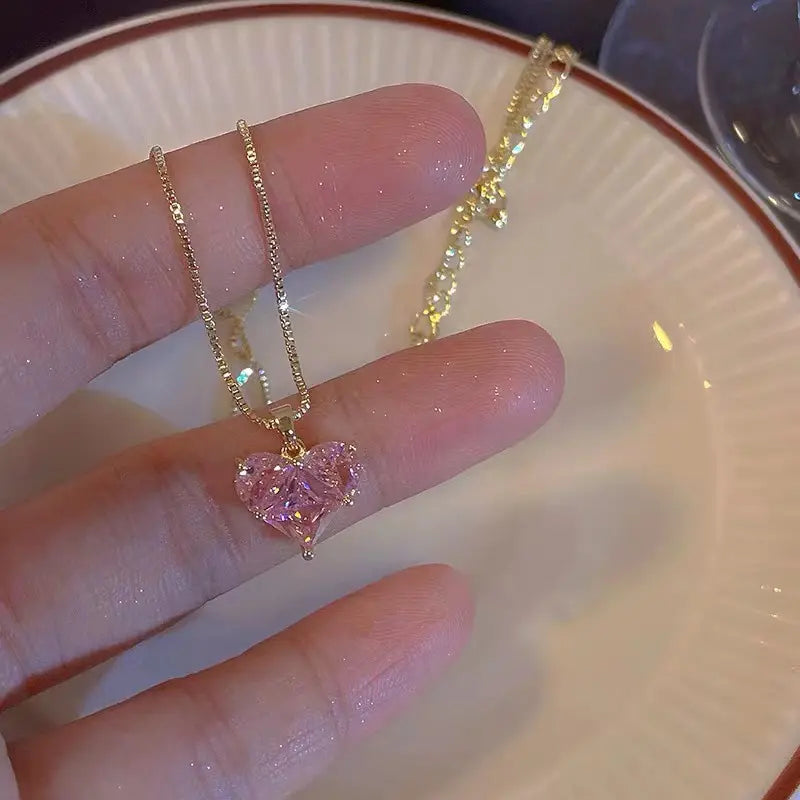 Hearts in Bloom Necklace – Pink Crystal Edition
