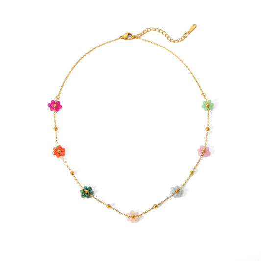 Boho Bloom Daisy Flowers Necklace – Anti Tarnish Charm