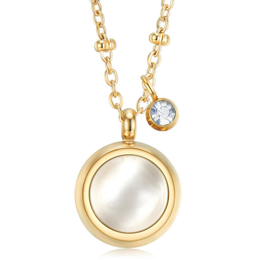 Mother of Pearl & Crystal Pendant Necklace – Timeless Elegance