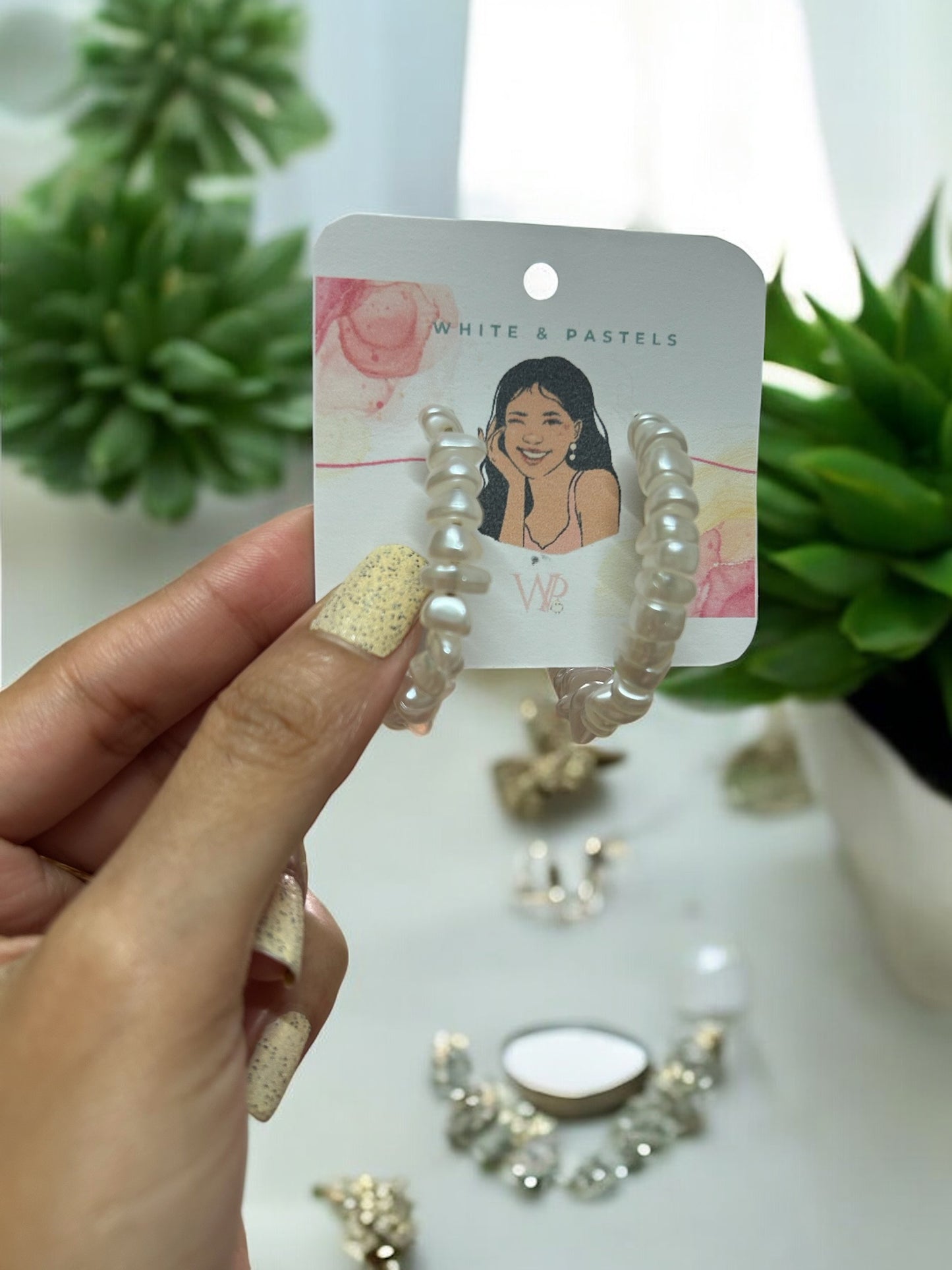 White Pearl Hoop Earrings