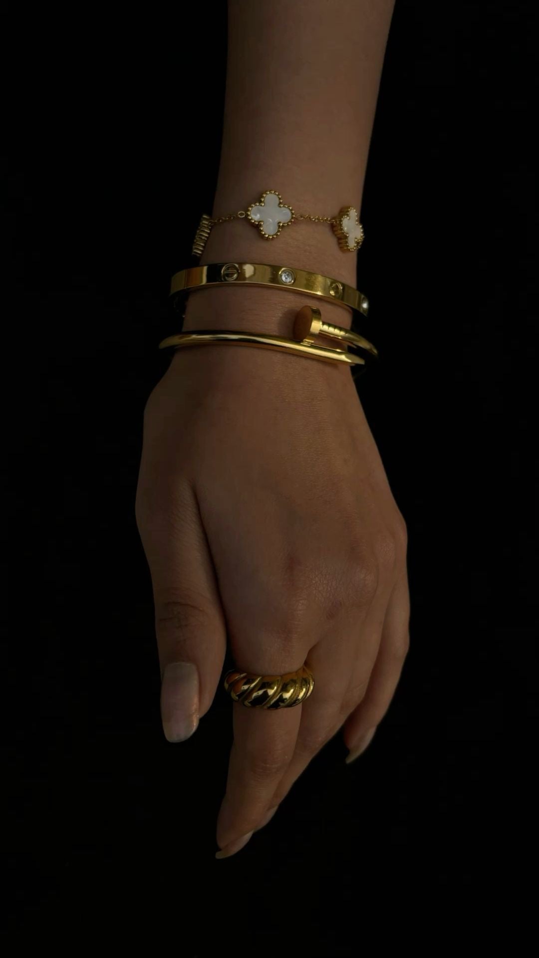 18K Gold-Plated Nail Bangle – Waterproof & Tarnish-Free