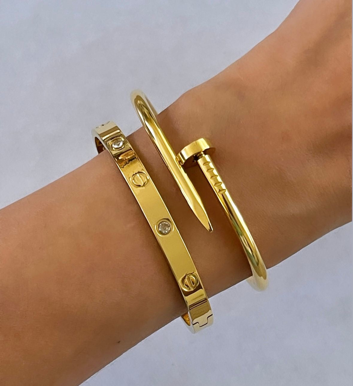 18K Gold-Plated Nail Bangle – Waterproof & Tarnish-Free