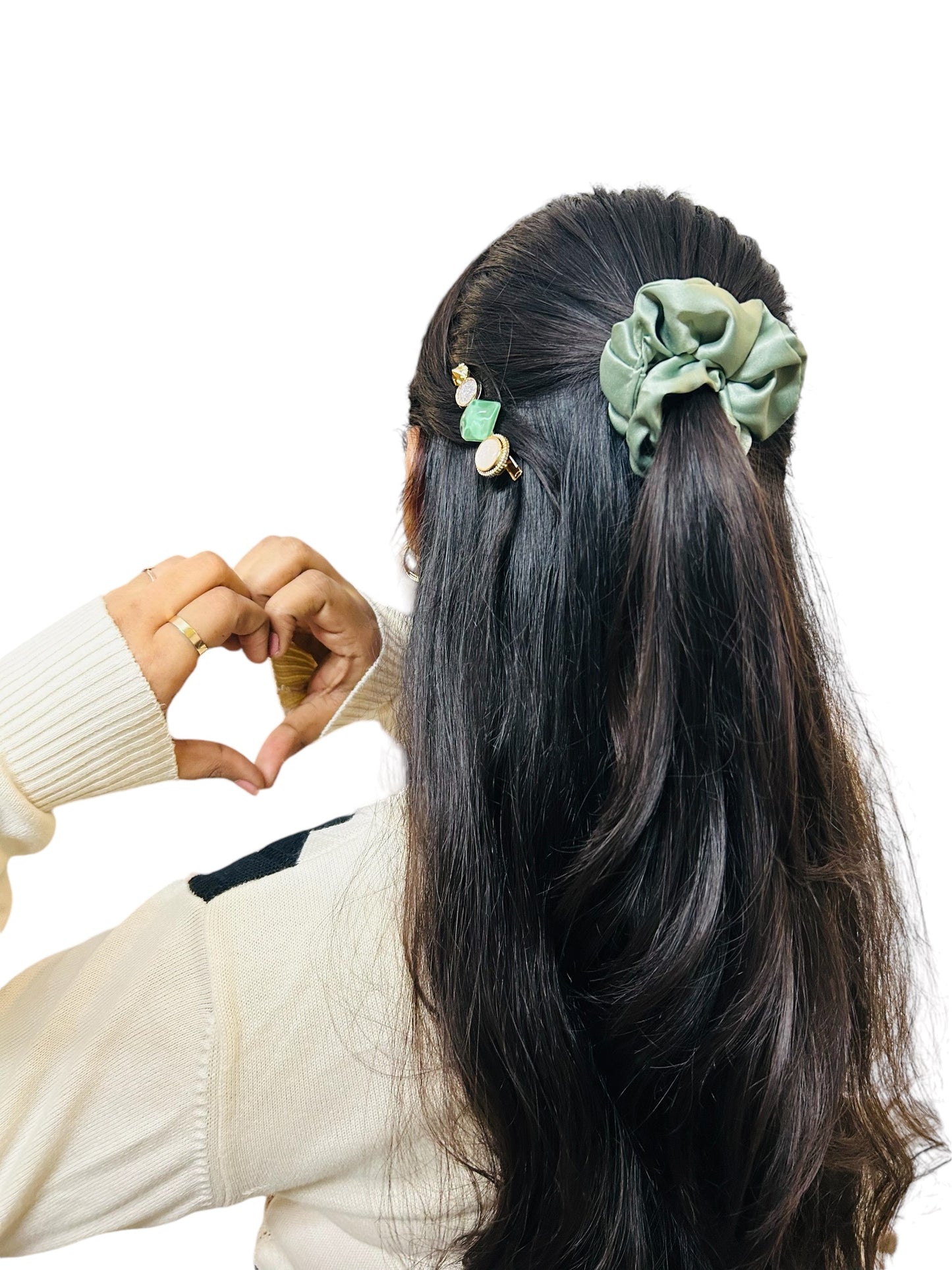 Luxury Satin Green Hair Scrunchies