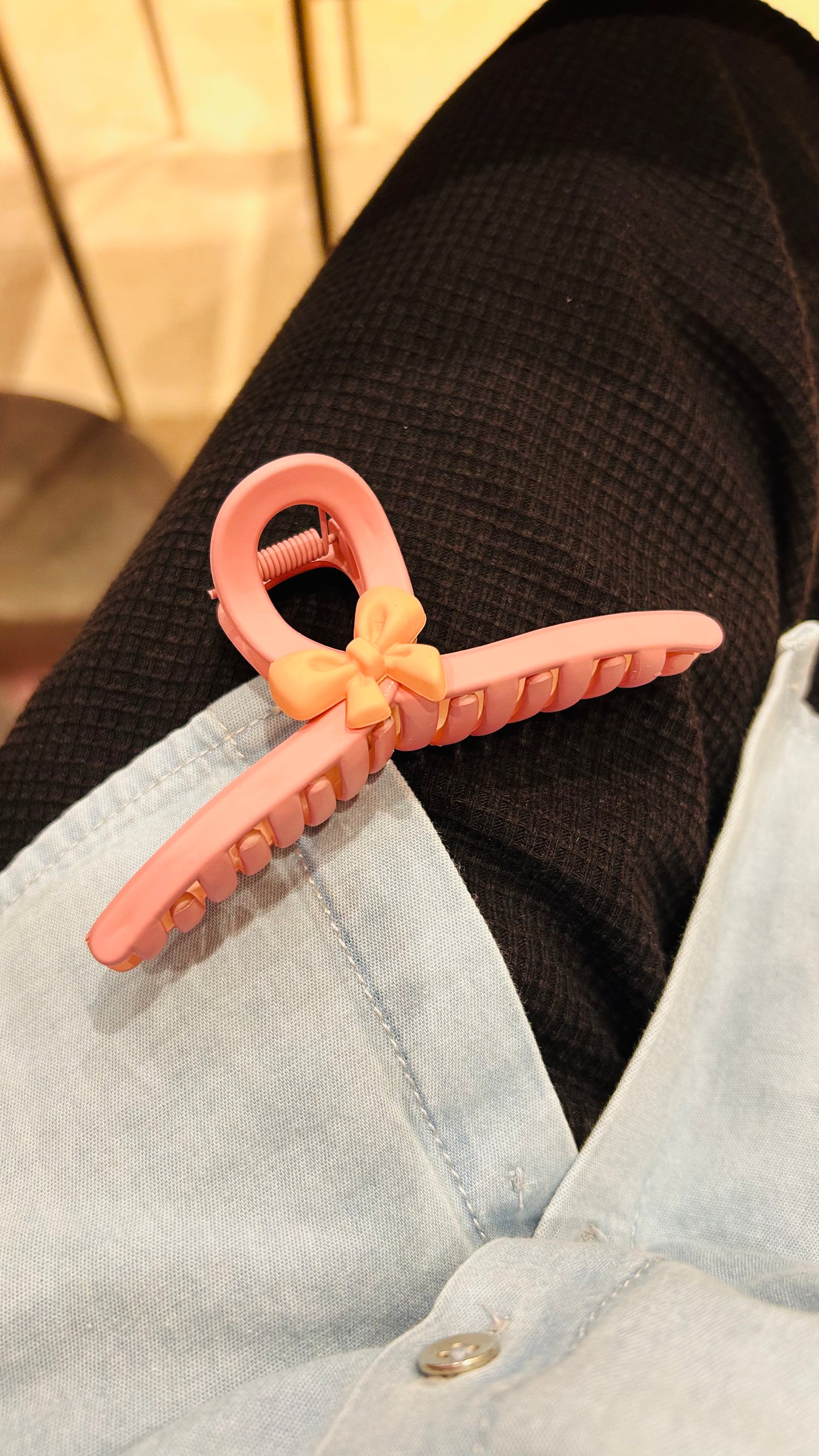 Pastel Bow Charm Claw Clips