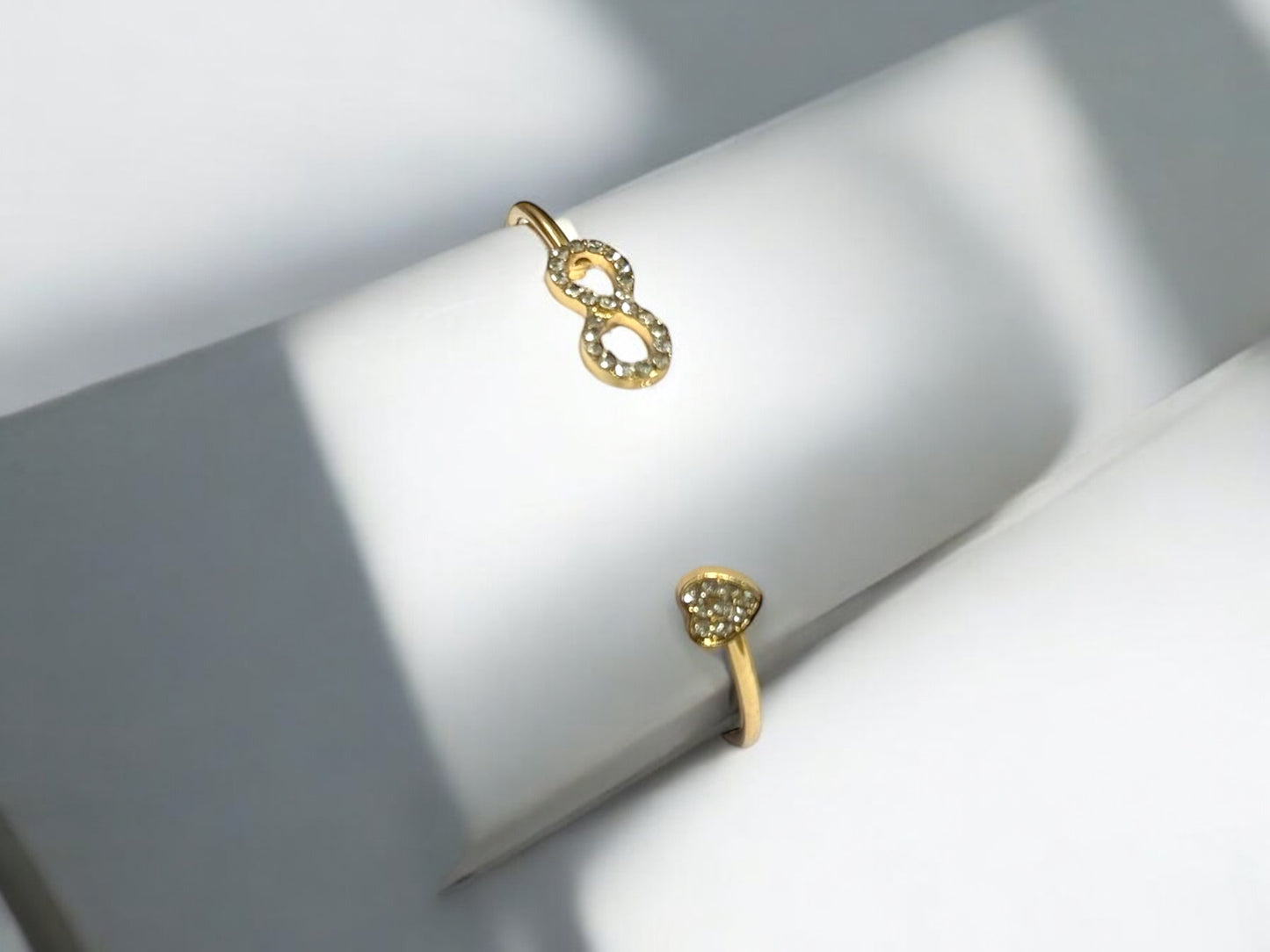 Endless Love Bracelet: Gold and White Stone Adjustable