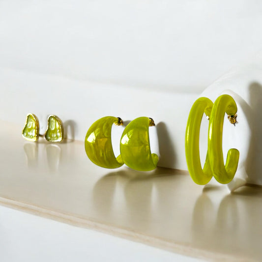 Willow green Statement earrings set