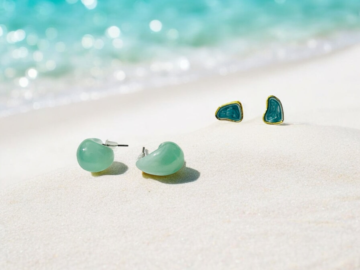 Turquoise Blue Earrings Set of 2 - Trendy earrings