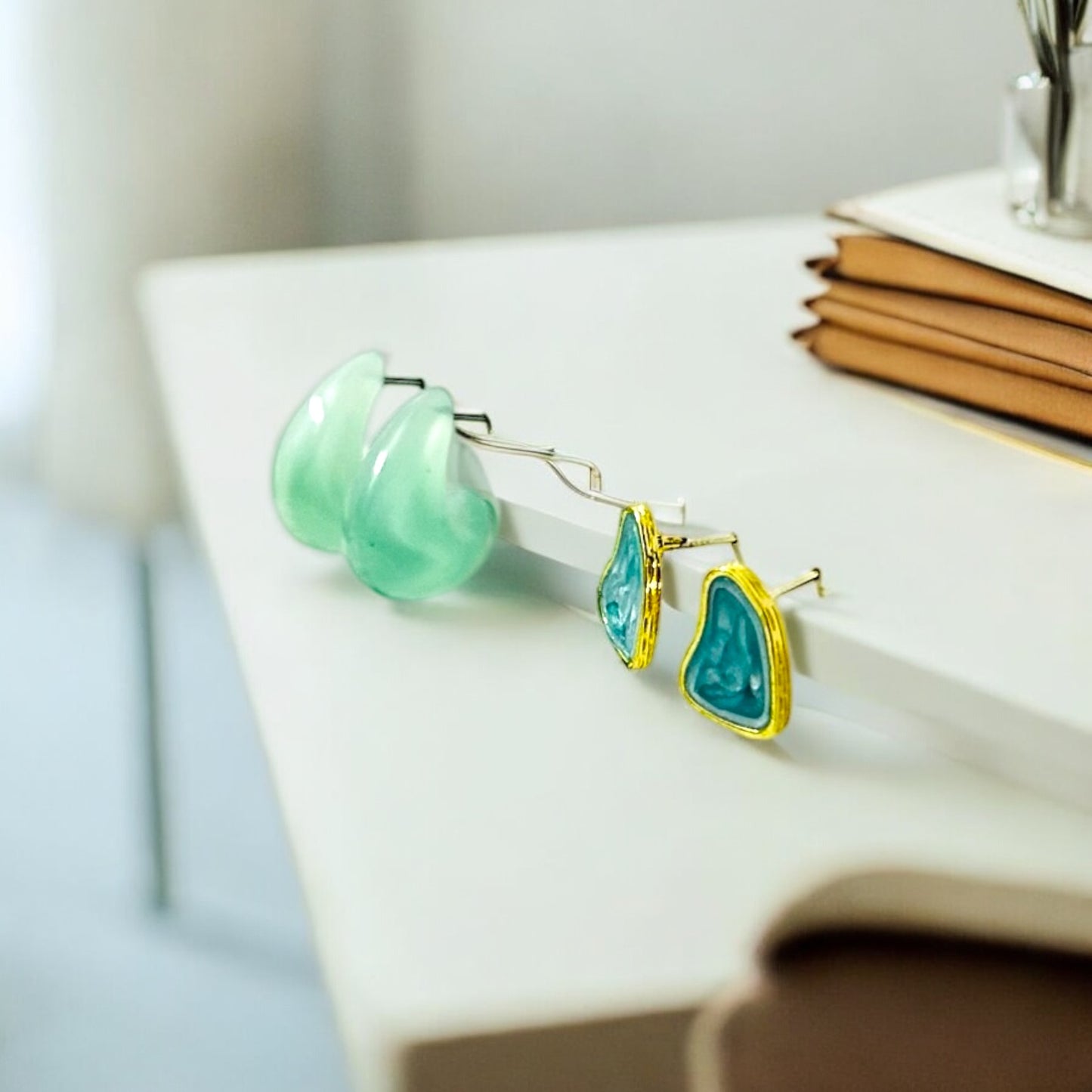 Turquoise Blue Earrings Set of 2 - Trendy earrings