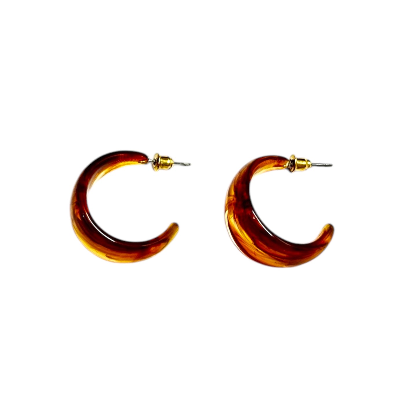 Glossy Brown Swirl Hoop Trendy Earrings