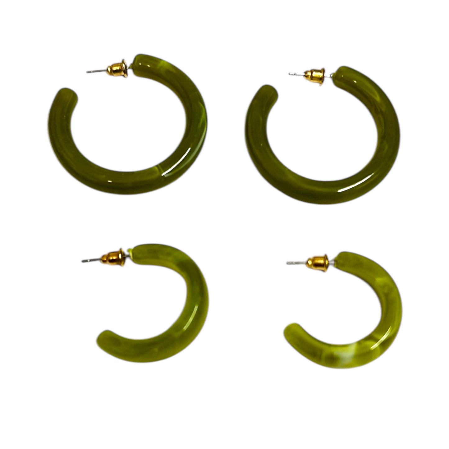 Glossy Green Hoop Earring Set