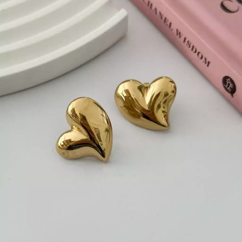 Classic Puffy Heart Anti Tarnish Studs