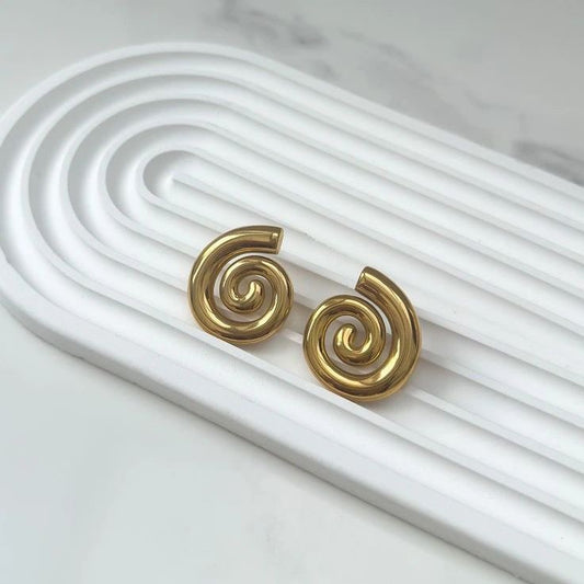 Luxe Swirl Anti Tarnish Gold Earrings