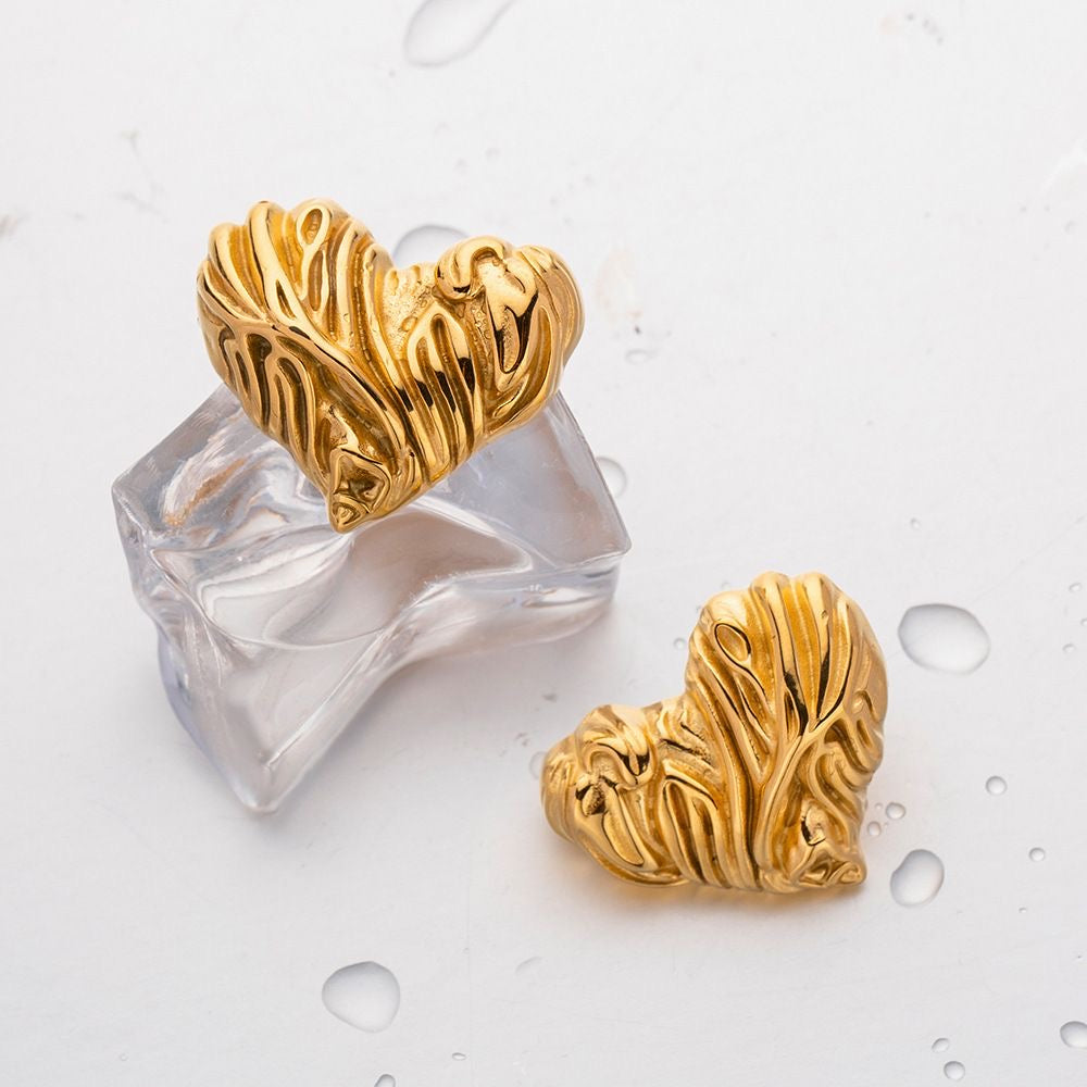 Bold Abstract Heart Anti Tarnish Earrings