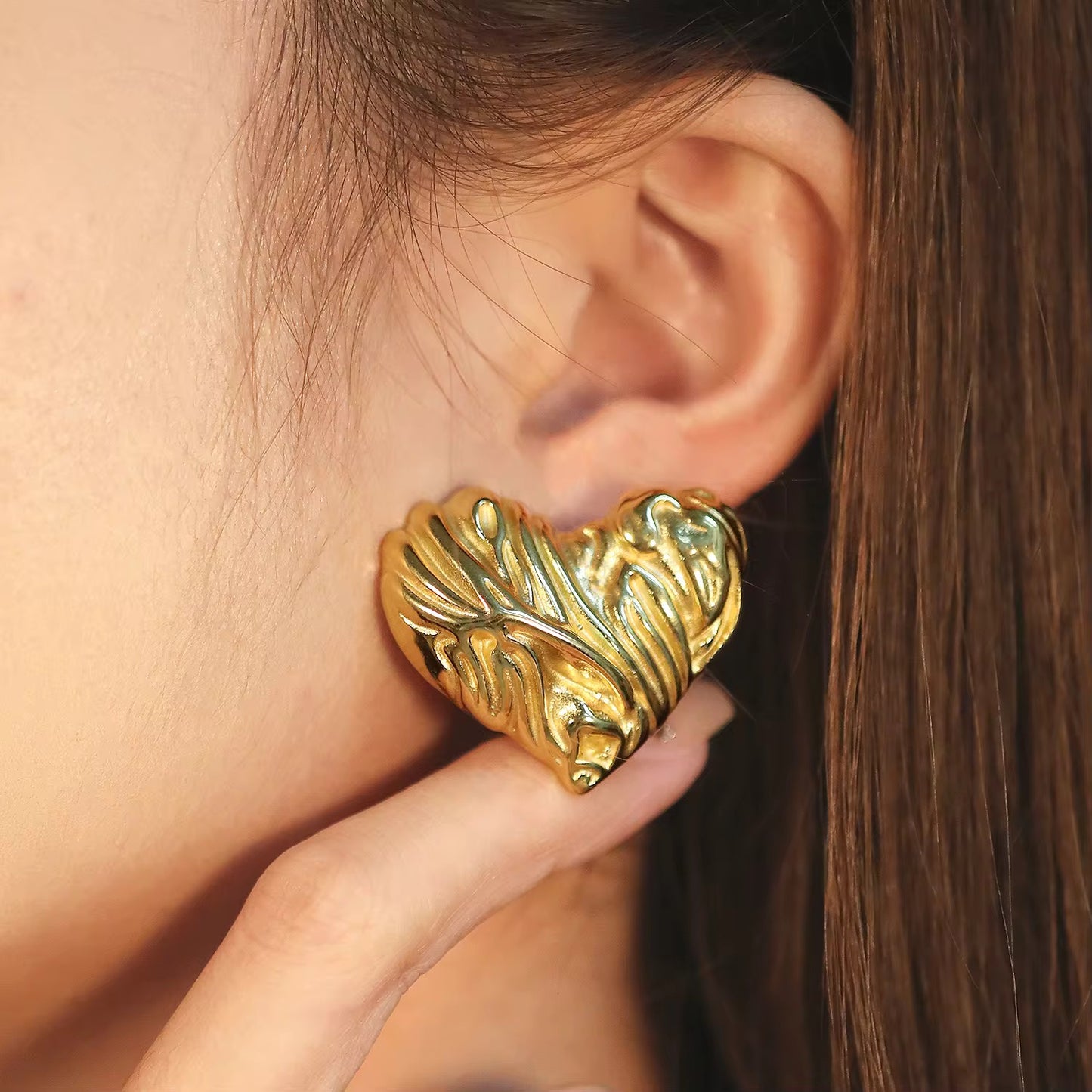 Bold Abstract Heart Anti Tarnish Earrings