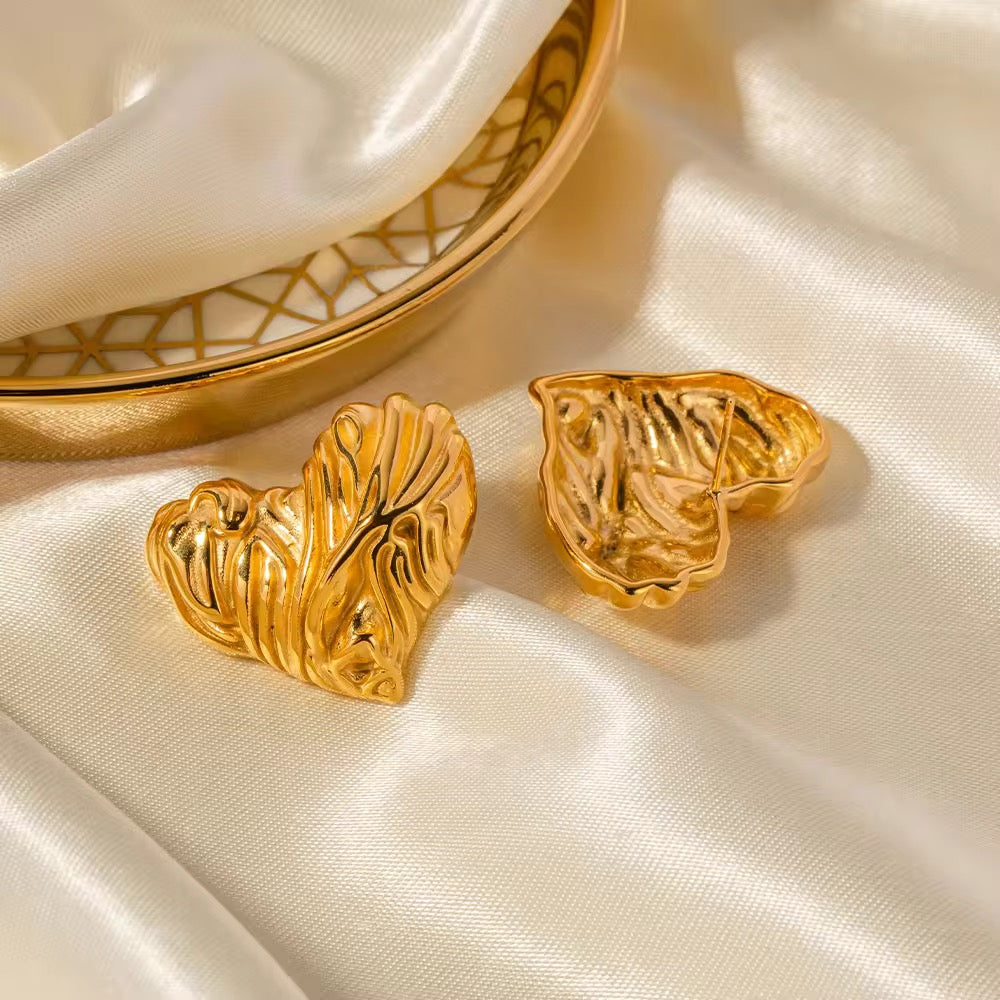 Bold Abstract Heart Anti Tarnish Earrings