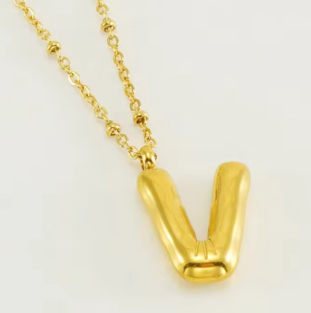 Luxe Letter: Anti-Tarnish Stainless Steel Initial Pendant Necklace - Modern Monogram