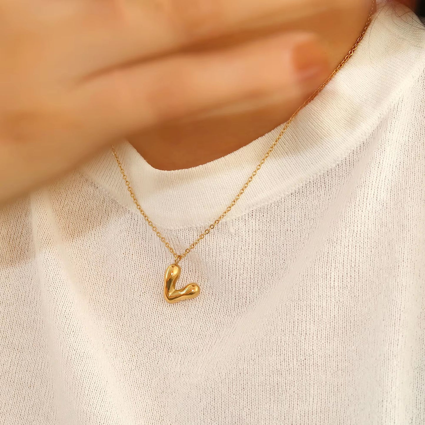 Luxe Letter: Anti-Tarnish Stainless Steel Initial Pendant Necklace - Modern Monogram