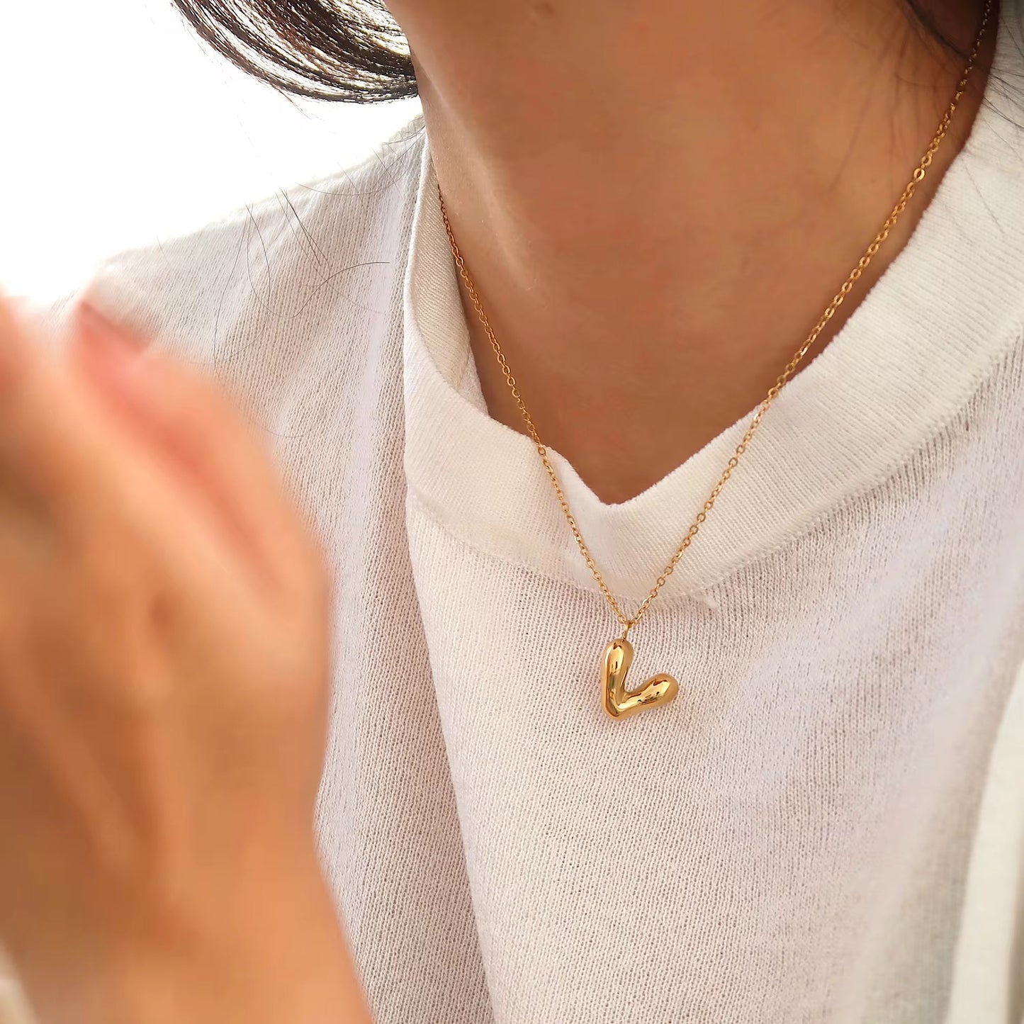 Luxe Letter: Anti-Tarnish Stainless Steel Initial Pendant Necklace - Modern Monogram