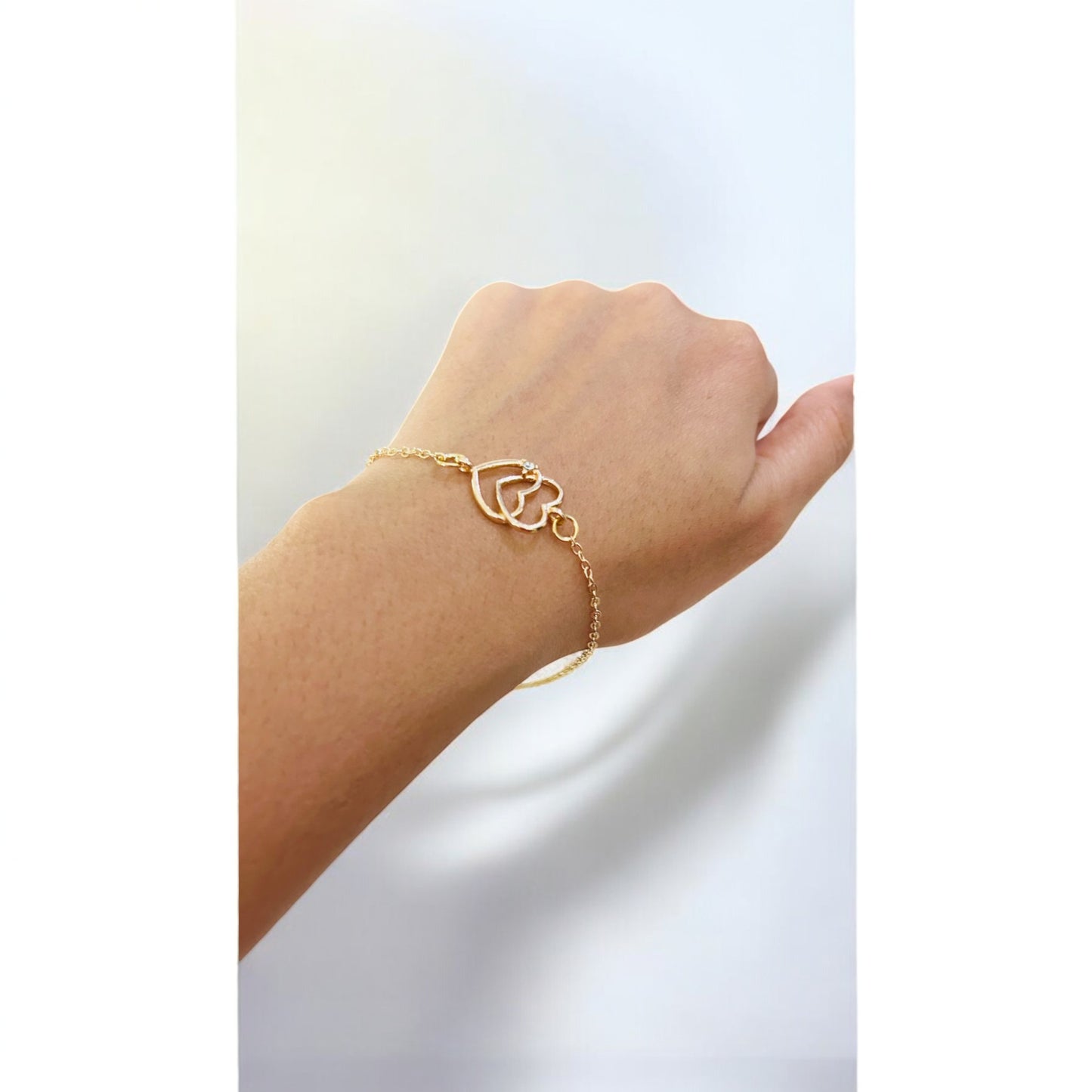 Romantic Double Heart Chain Bracelet for Women