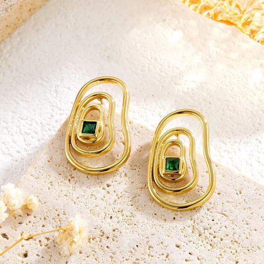 Emerald Ripple Anti-Tarnish Studs