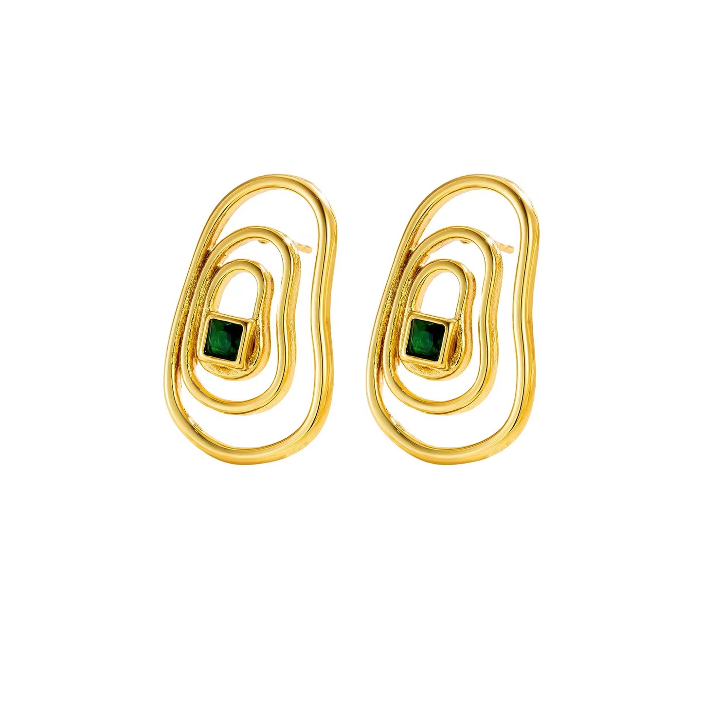 Emerald Ripple Anti-Tarnish Studs