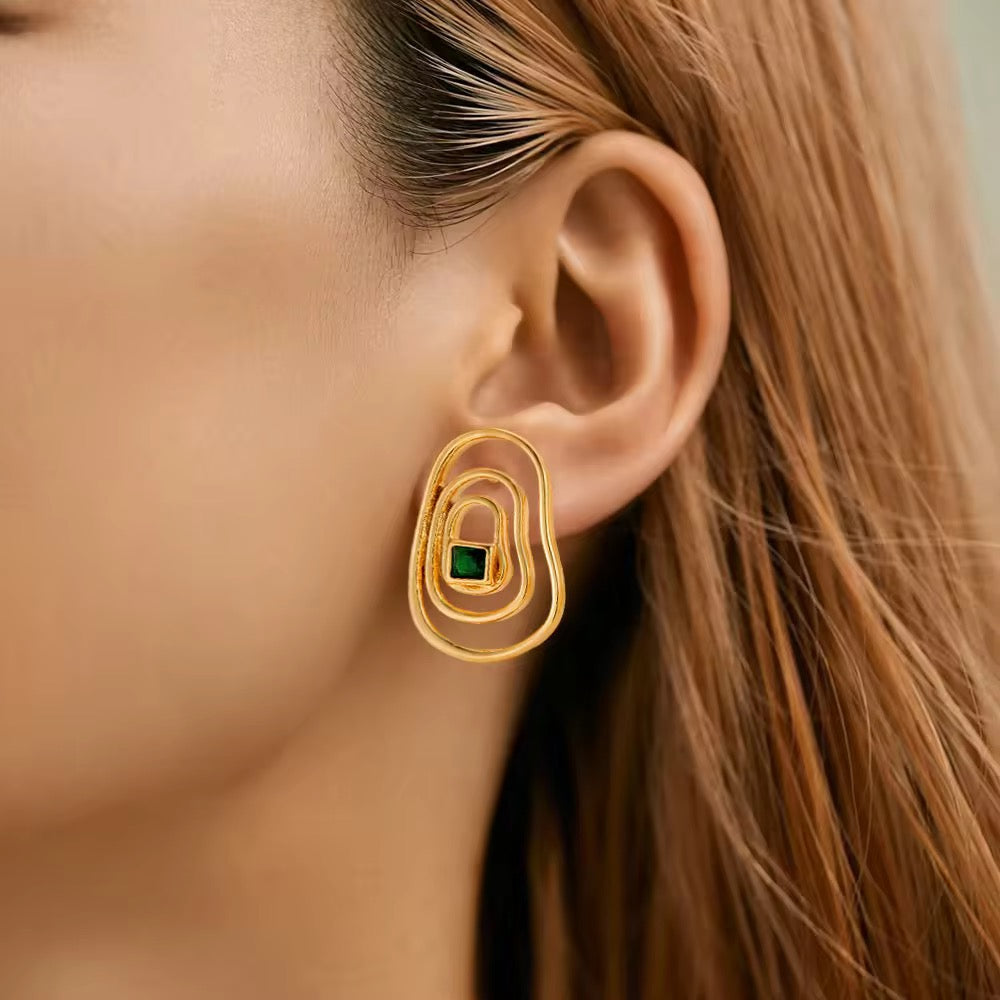 Emerald Ripple Anti-Tarnish Studs