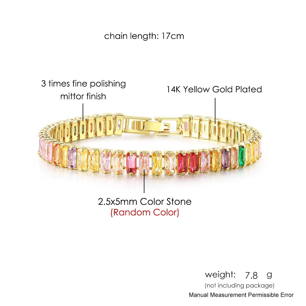Rainbow Baguette Cartier-Inspired Bracelet