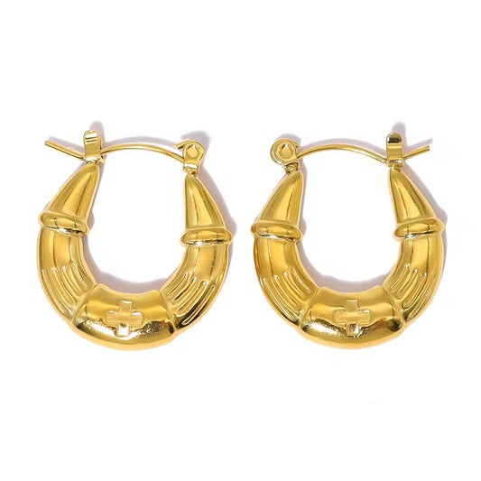 Bold Vintage-Inspired Gold Hoop Earrings – Statement Tribal Design