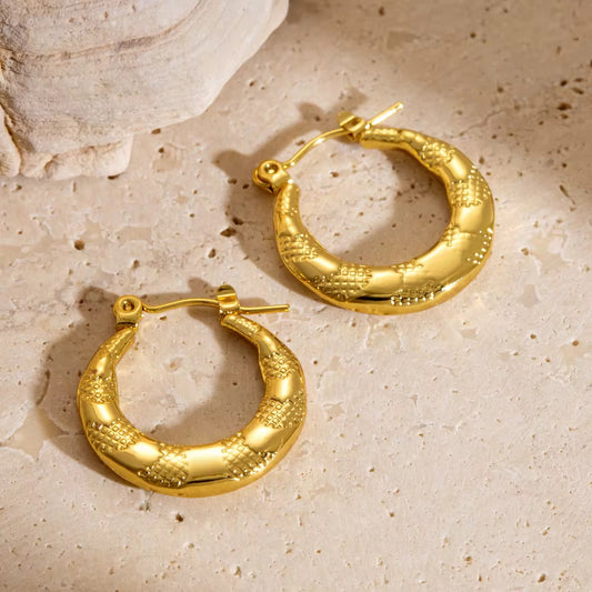 Textured Vintage-Inspired Gold Hoop Earrings