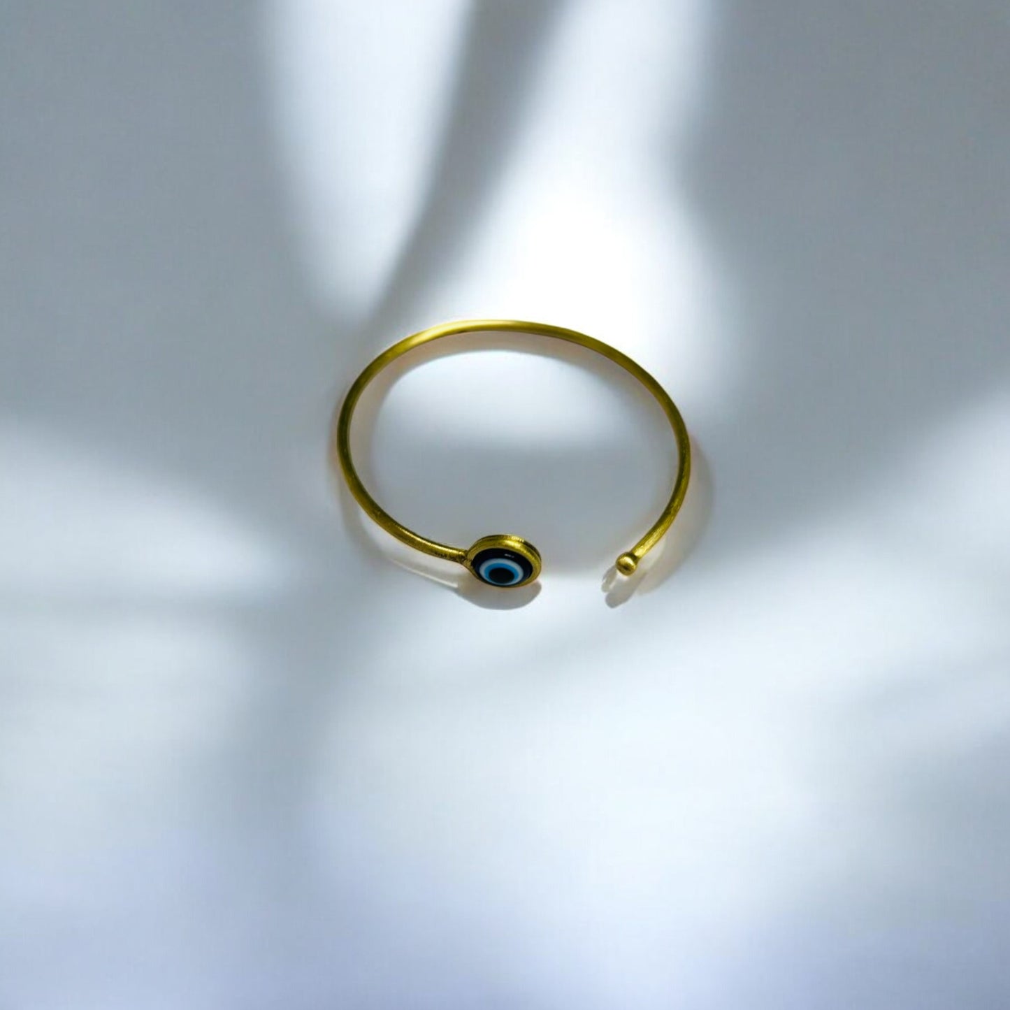 Minimalist Evil Eye Brass Cuff