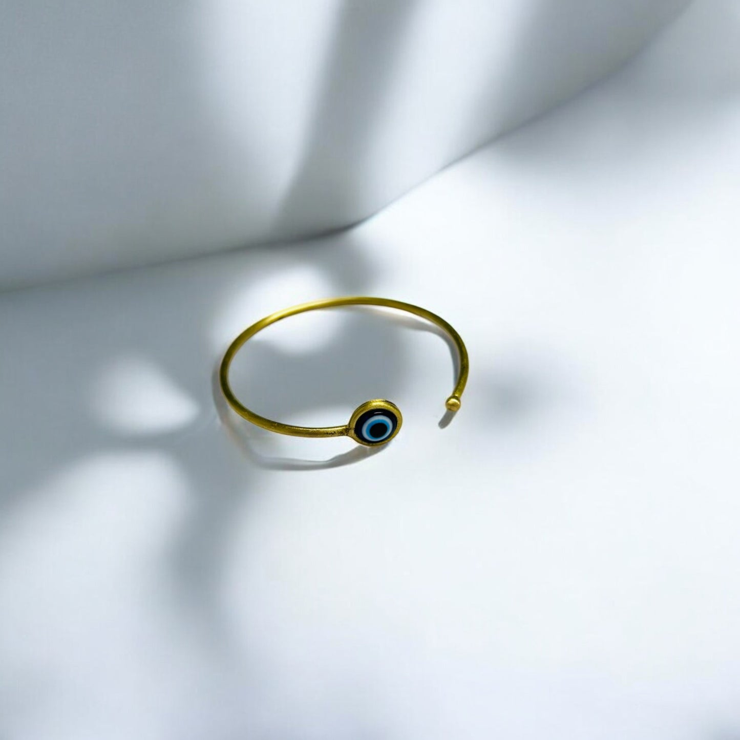 Minimalist Evil Eye Brass Cuff