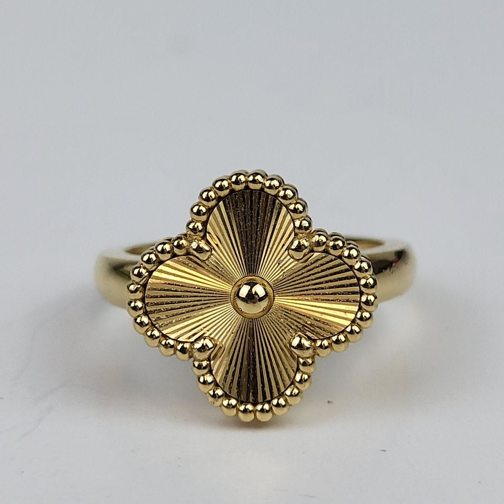 White & Pastels Textured Golden Clover Anti-Tarnish Ring