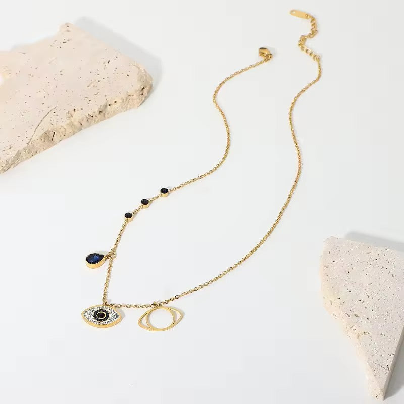 Celeste Luxe Evil Eye Charms Necklace | Anti Tarnish Stainless Steel