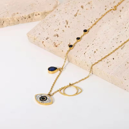 Celeste Luxe Evil Eye Charms Necklace  | Anti Tarnish Stainless Steel