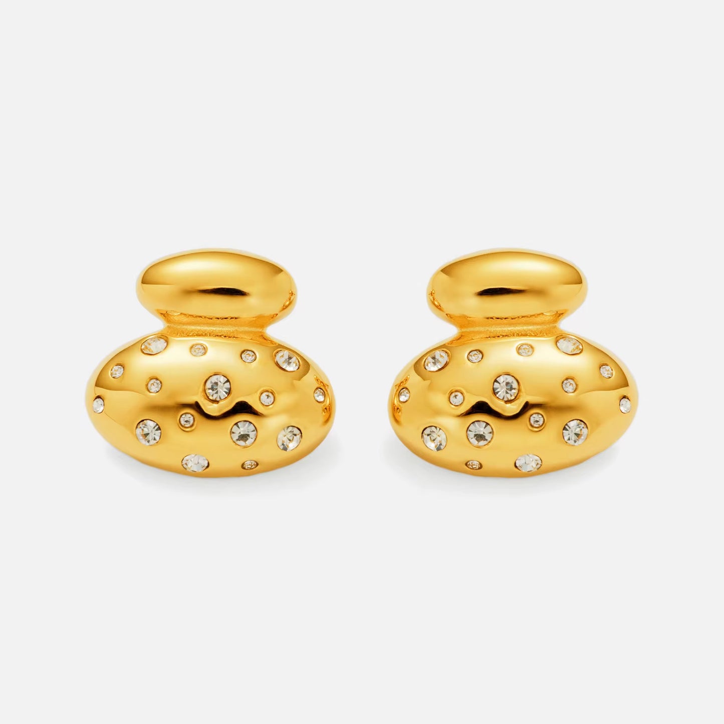 White & Pastels Anti-Tarnish Gold Puffy Studs: