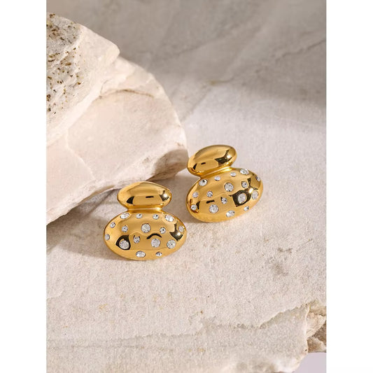 White & Pastels Anti-Tarnish Gold Puffy Studs: