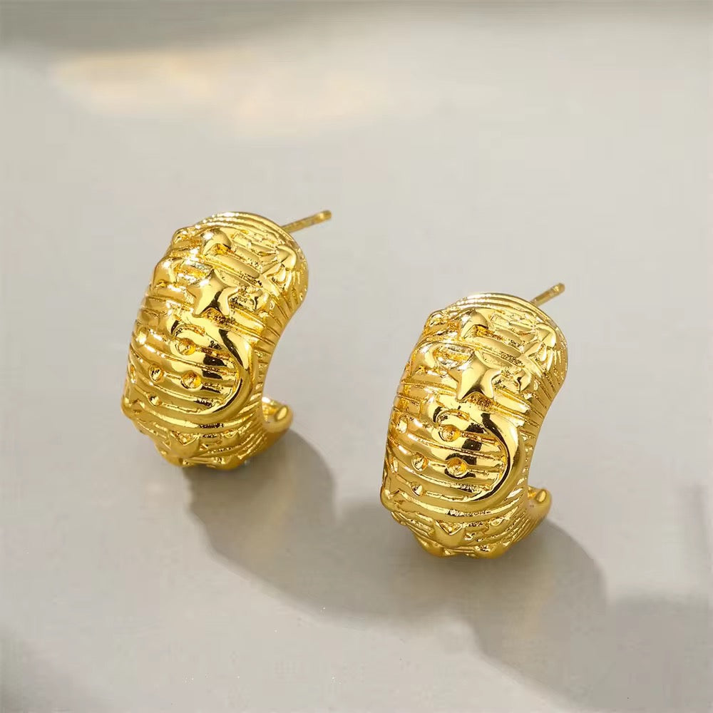 Molten Gold Textured Huggies | 18K Gold Plated | Anti-Tarnish